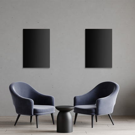 Decoración simplista con dos calentadores de infrarrojos ECAROS en la pared, solución de calefacción minimalista y eficiente.