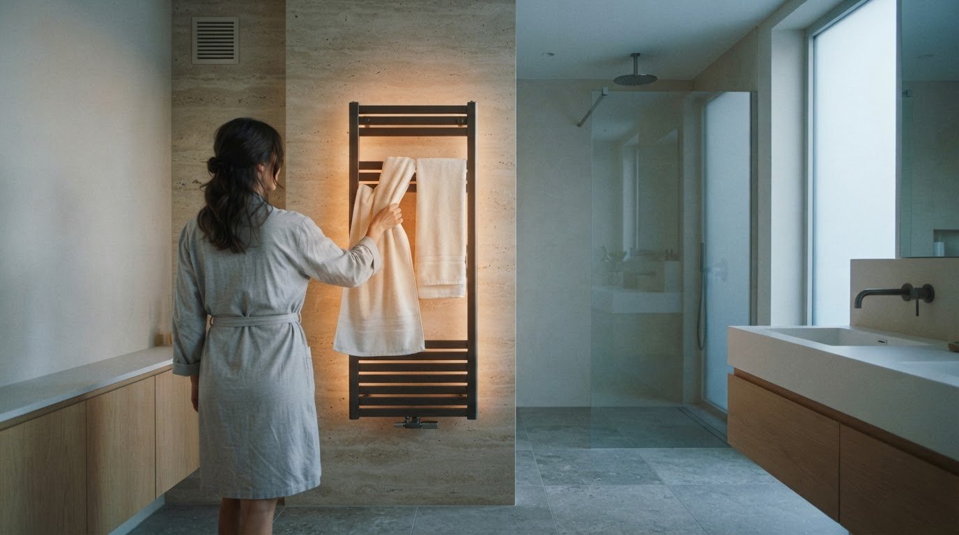 Infrarood handdoekdroger voor warmte en comfort in de badkamer