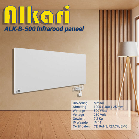 Alkari 600 Watt wit metalen paneel