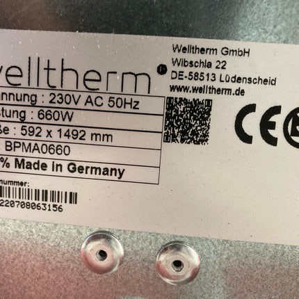 Etiket Welltherm BPMA0660 Infrarood Paneel