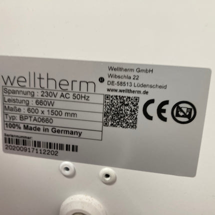 Etiket Welltherm BPTA0660 Handdoekdroger