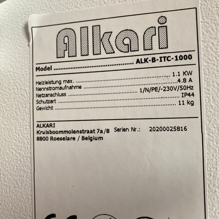 Etiket Alkari infraroodpaneel 1000W ITC