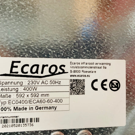 Etiket Ecaros Infrarood paneel metaal - 400 Watt