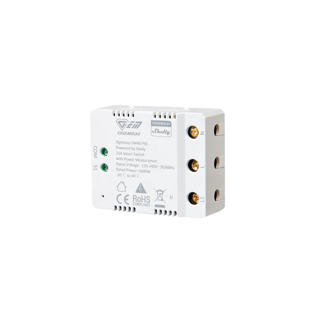 Ogemray Smart Relay 25A – Zware slimme relais met energie­meting