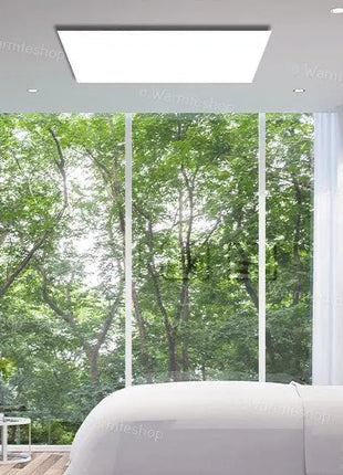 1250 watt Ecaros plafond verwarming in de slaapkamer, zorgt voor efficiënte en comfortabele verwarming.